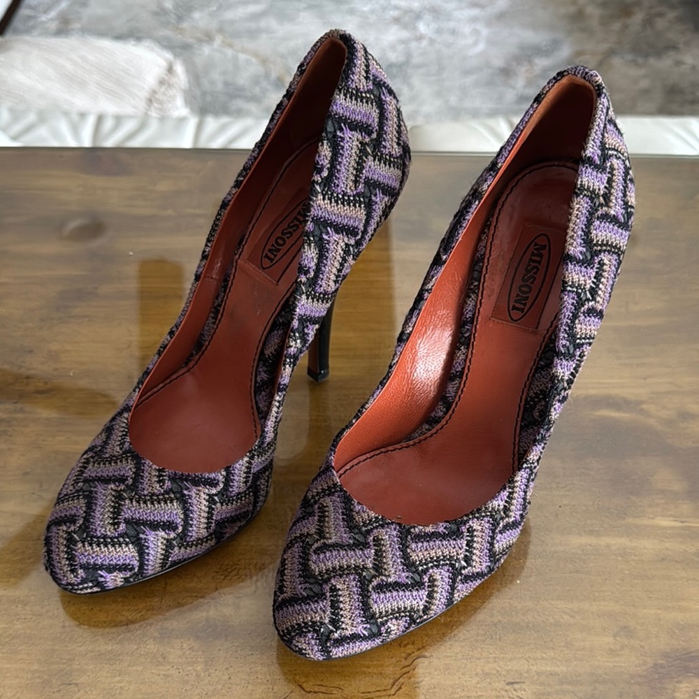 Missoni Vintage Orange Label Women's Heels - Purple and Black Pattern